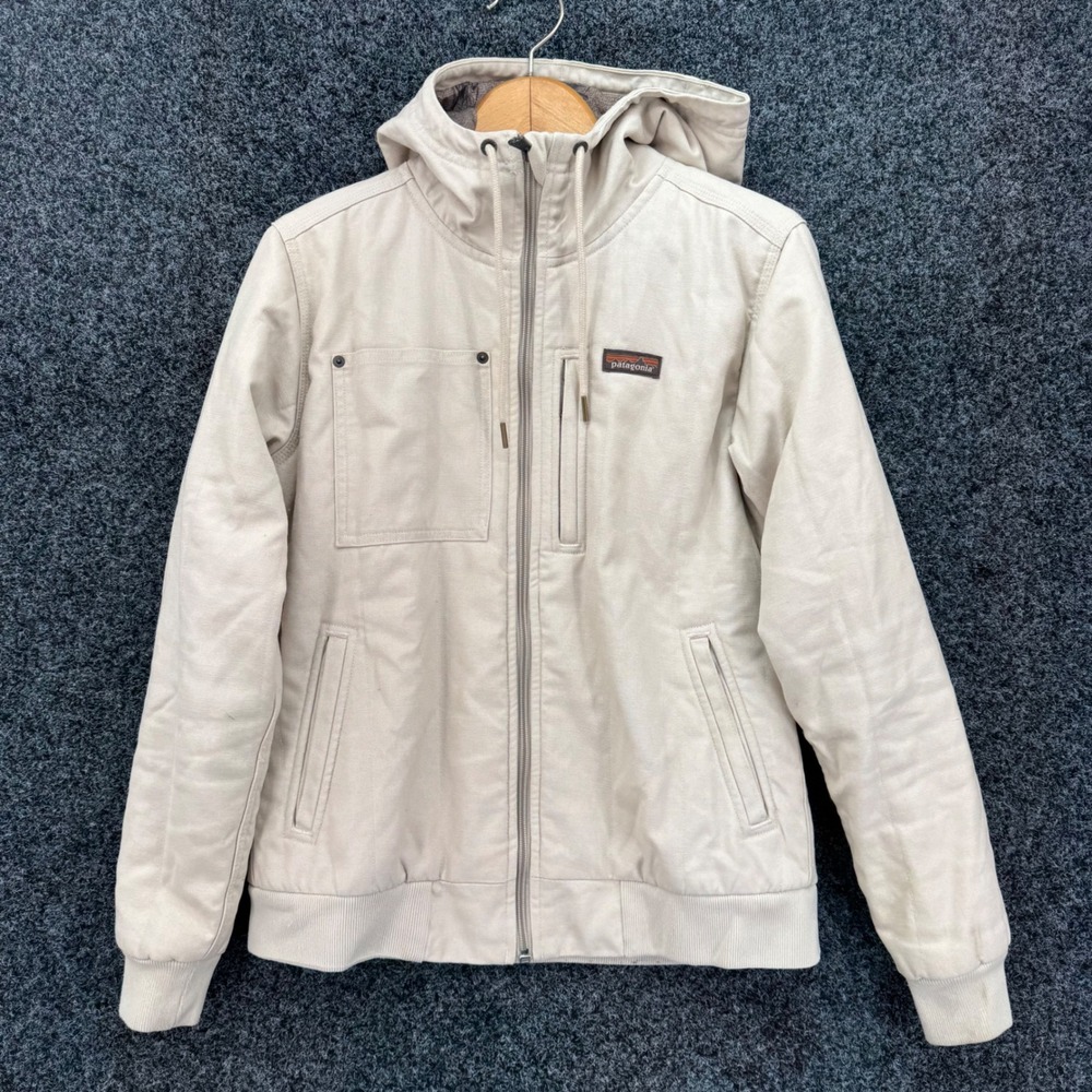 Patagonia Iron Forge Hemp Canvas Hooded Jacket Tan Mens Medium Full Zip Workwear